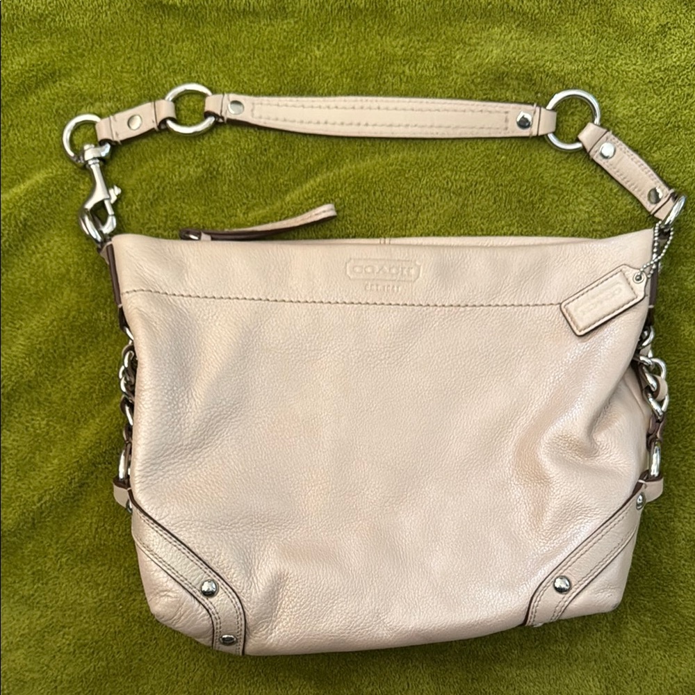 Coach Beige Leather Shoulder Bag